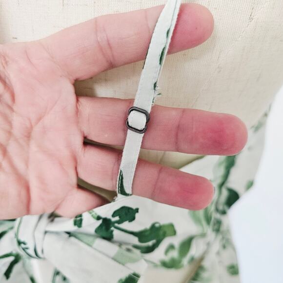 Abercrombie Green White Poplin Feminine Backless Maxi Dress Ruffles Coquette L - Picture 10 of 16